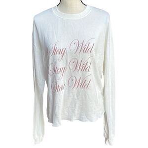 Spiritual Gangster Stay Wild Pullover Sweatshirt Women's Medium Cream Pink